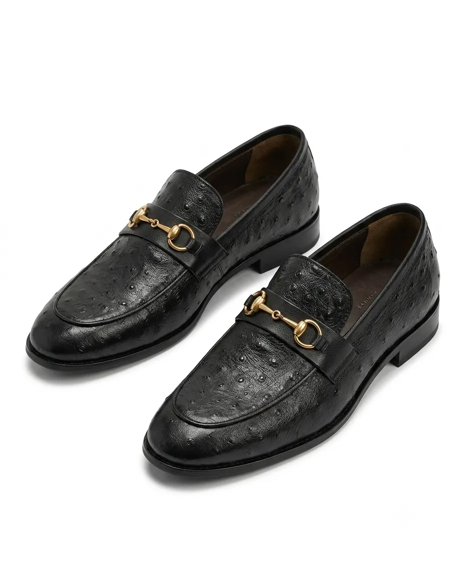 Black Ostrich Horsebit Loafers | Pelle Sole — alternate view